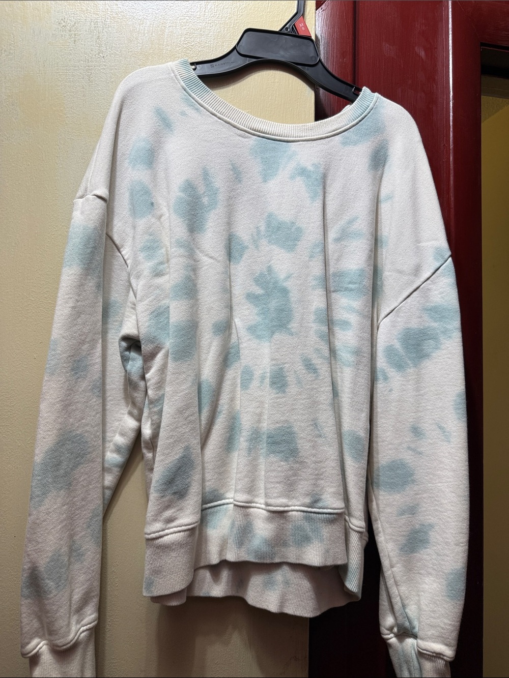 Women’s Cream and Light Blue Tie-Dye Pullover Sweatshirt